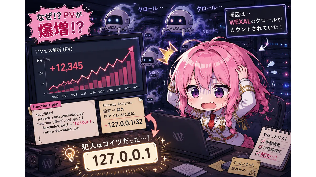 謎のPV増加に慌てる少女のイメージ画像