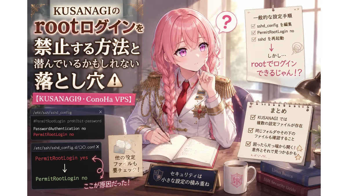 rootログインを禁止したはずなのに、なぜかできてしまって不思議がる少女